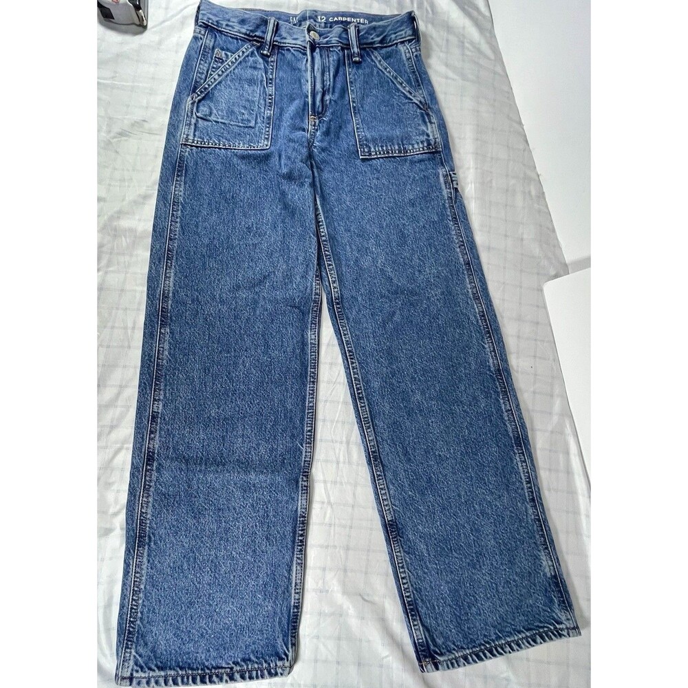Gap Kids Carpenter Jeans Size 12 Boys Girls Blue Denim Wide Leg Straight